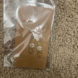 Yellow and White Dangle Earrings